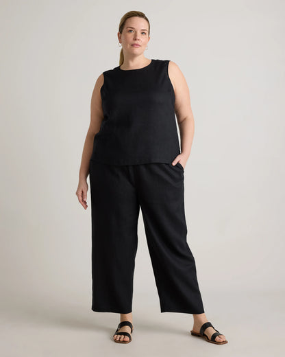 100% European Linen Tank - 1X / White