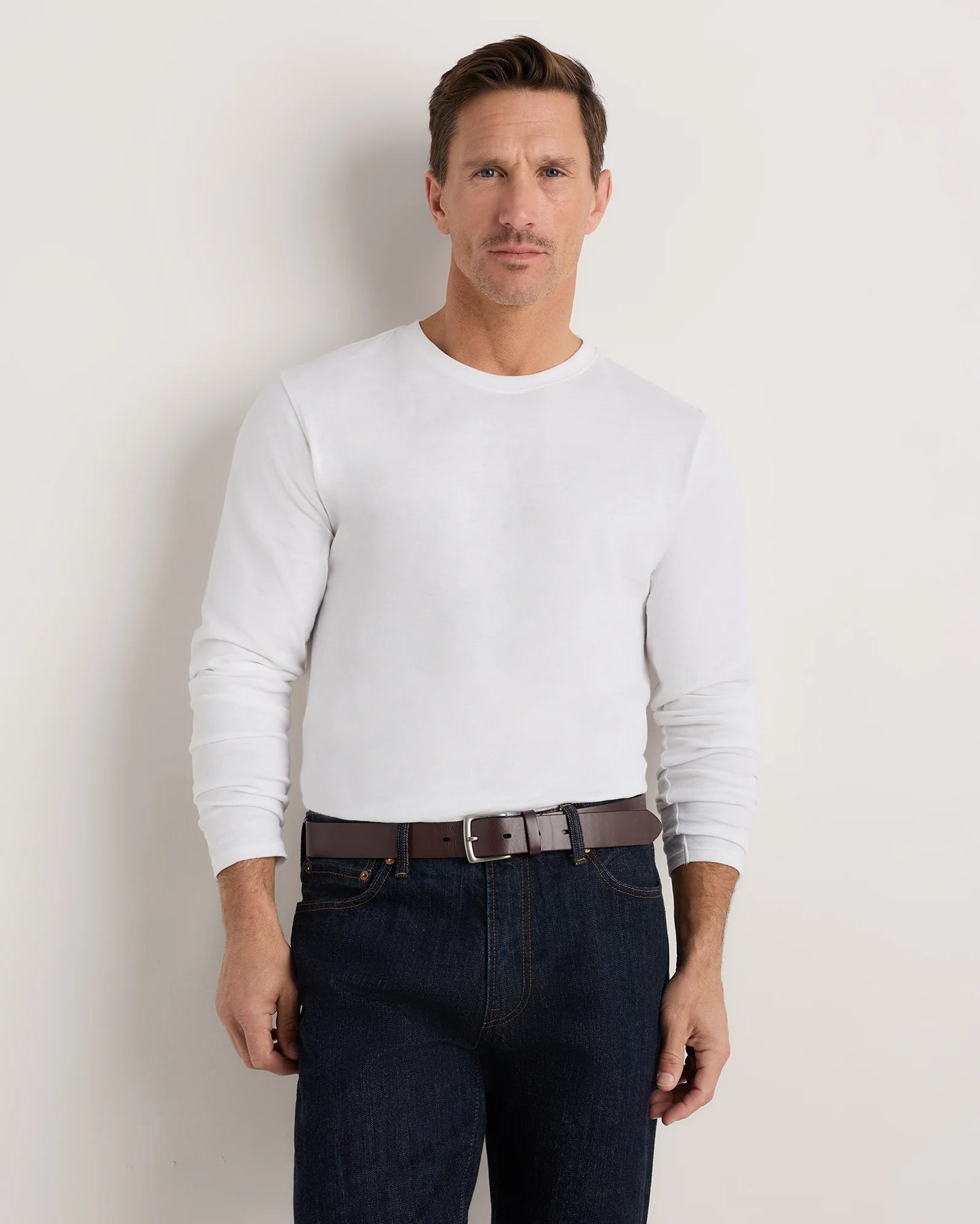 100% Organic Cotton Slub Long Sleeve Tee - S / Classic White