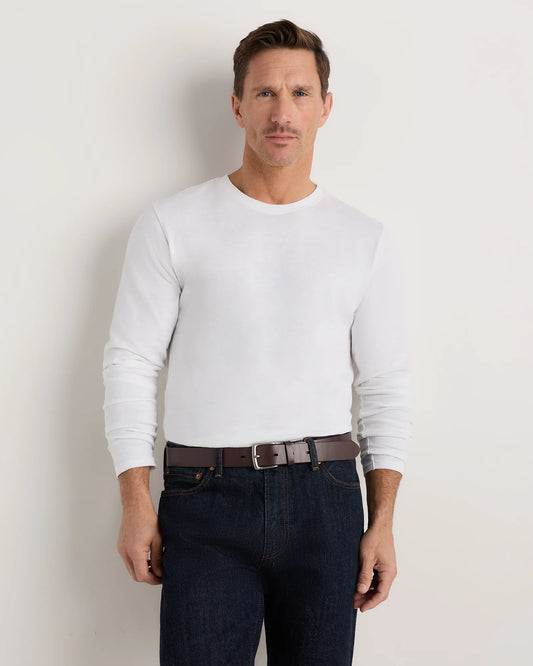 100% Organic Cotton Slub Long Sleeve Tee - S / Classic White