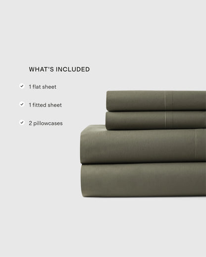 Organic Crisp Percale Sheet Set - Twin / White
