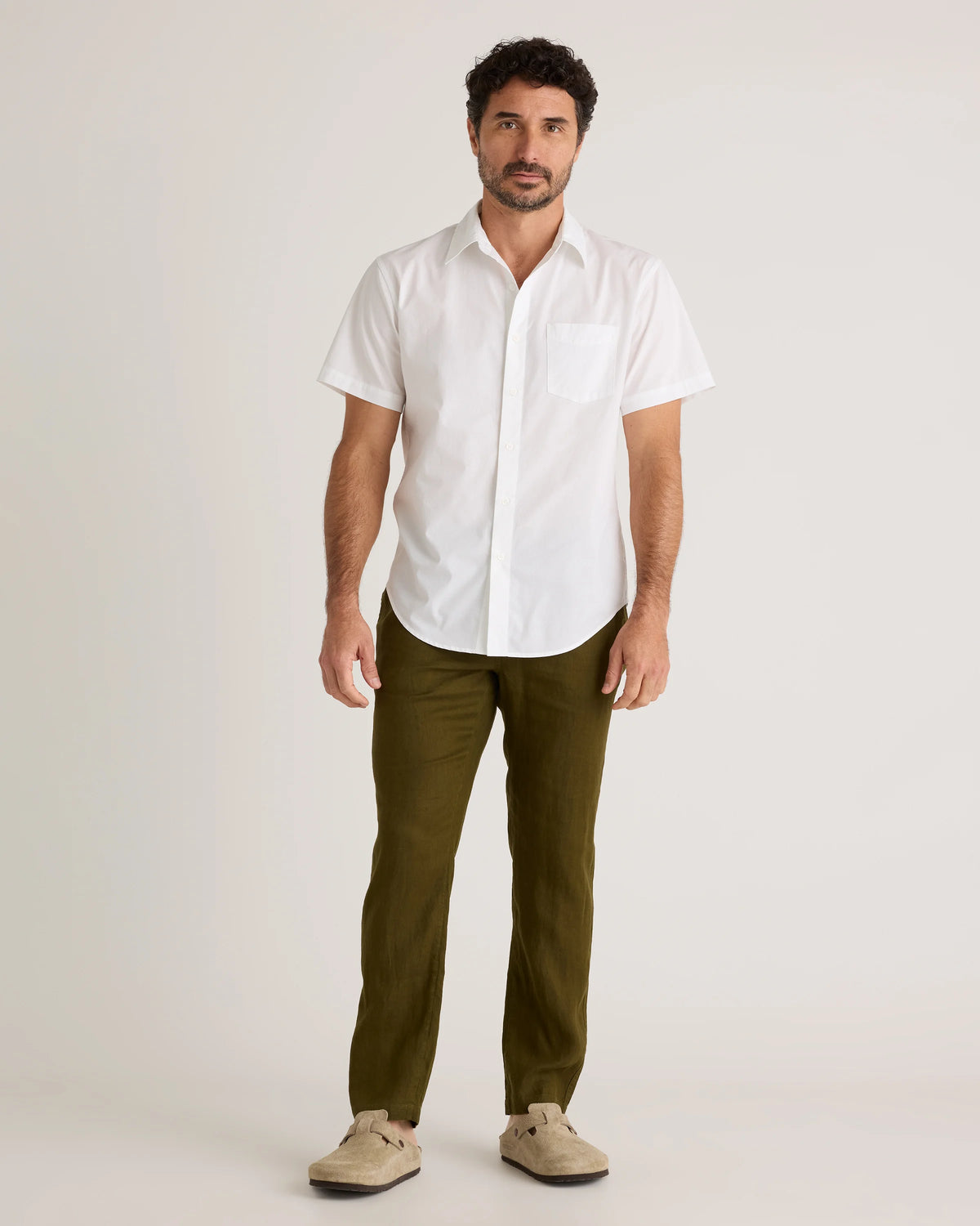 Organic Cotton Stretch Poplin Short Sleeve Shirt - S / Light Blue