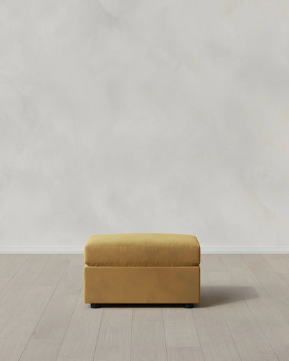 Brennan Ottoman in Performance Velvet - One Size / Taupe