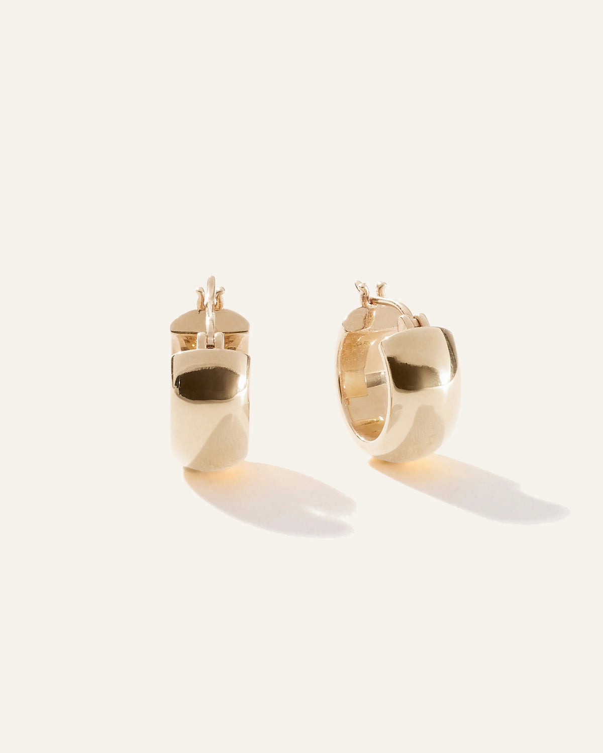 14K Gold Wide Huggies - One Size / Yellow Gold