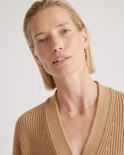 100% Organic Cotton Fisherman Boxy Cropped Cardigan - XS / Sapphire Blue