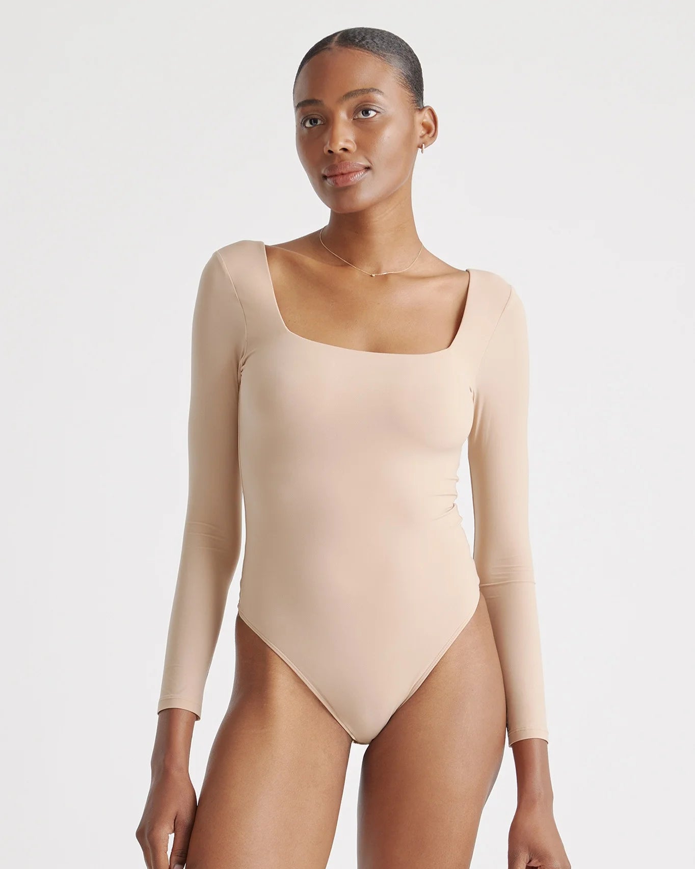 Second Skin Square Neck Long Sleeve Bodysuit - XS / Black