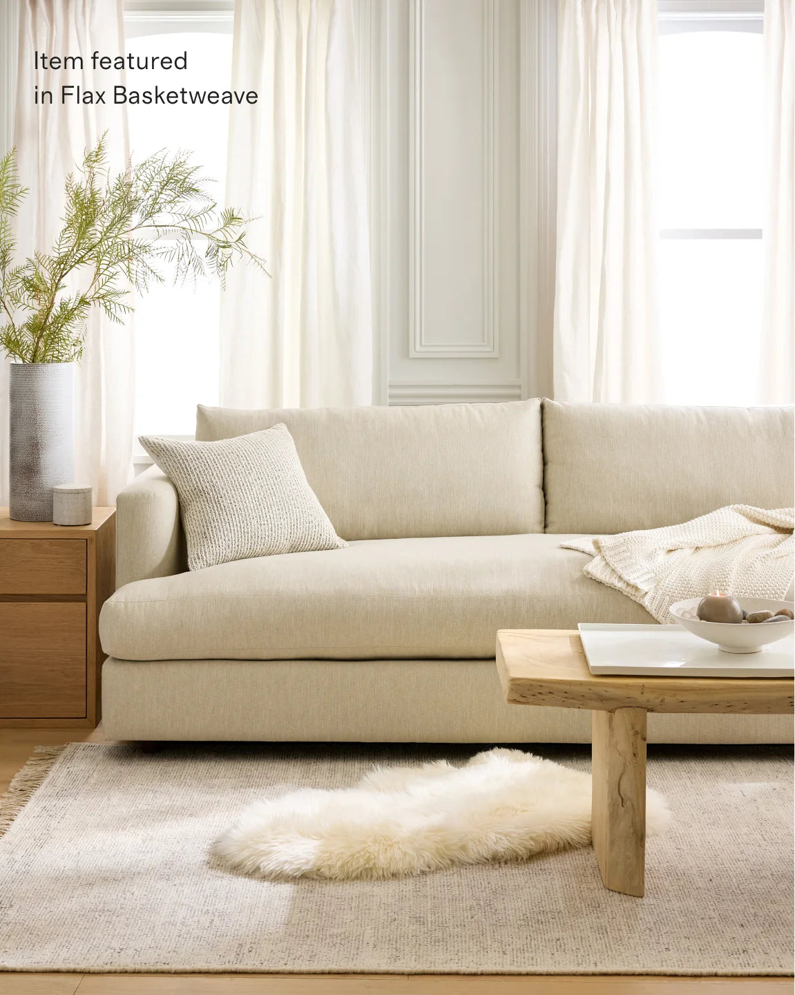 Sierra Curved Arm L Sectional in Performance Basketweave - Right Arm / Fog