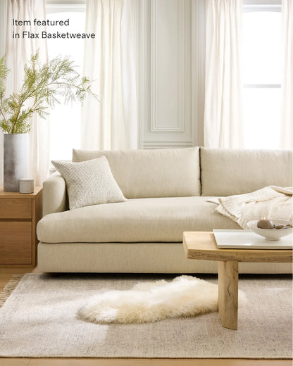 Sierra Curved Arm L Sectional in Performance Basketweave - Right Arm / Fog