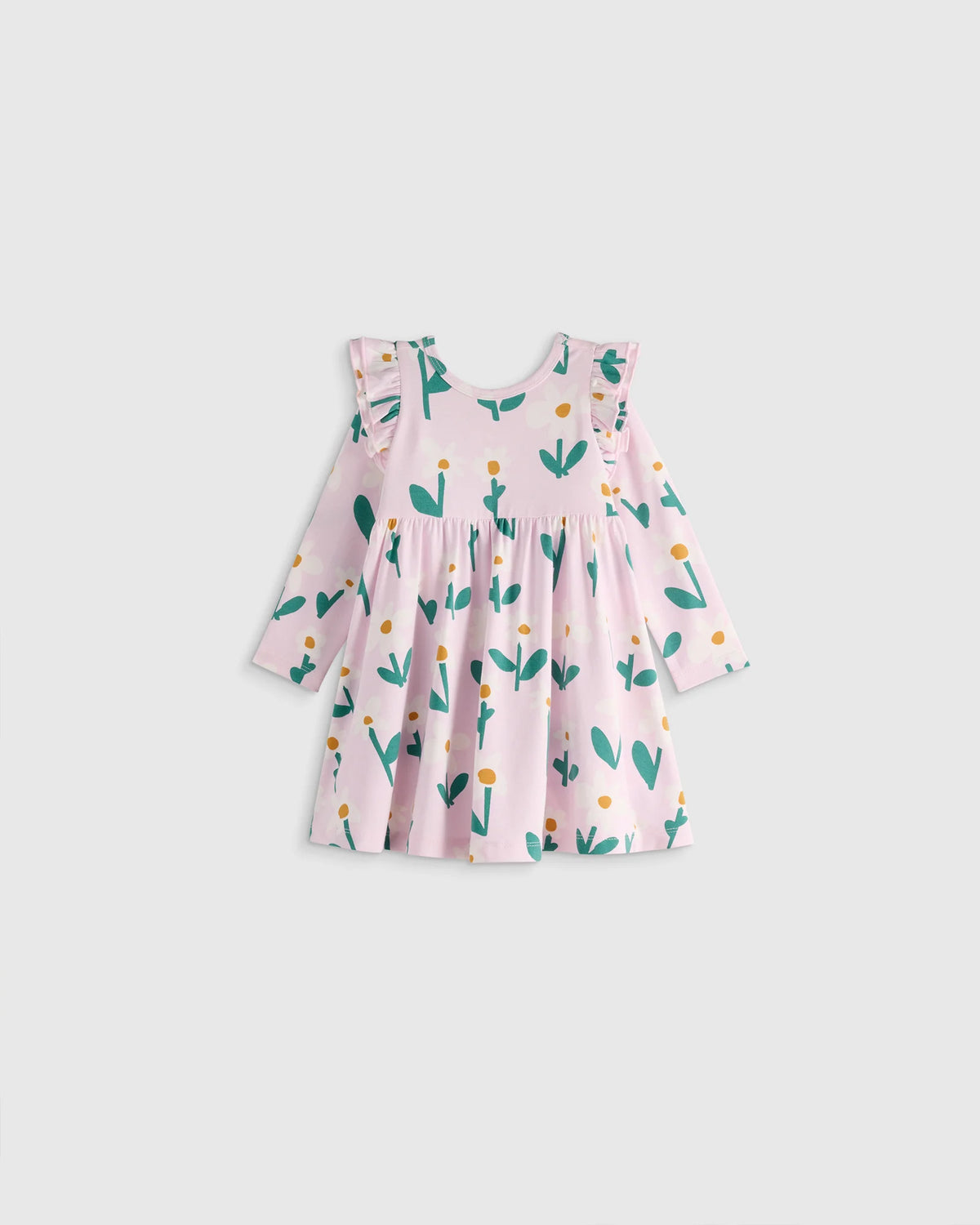 Bamboo Long Sleeve Flutter Twirl Dress - 12-18M / Navy Blossoms