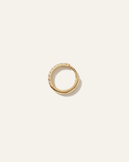 14K Gold Pave Diamond Second Piercing Tiny Huggie - Single - One Size / Yellow Gold
