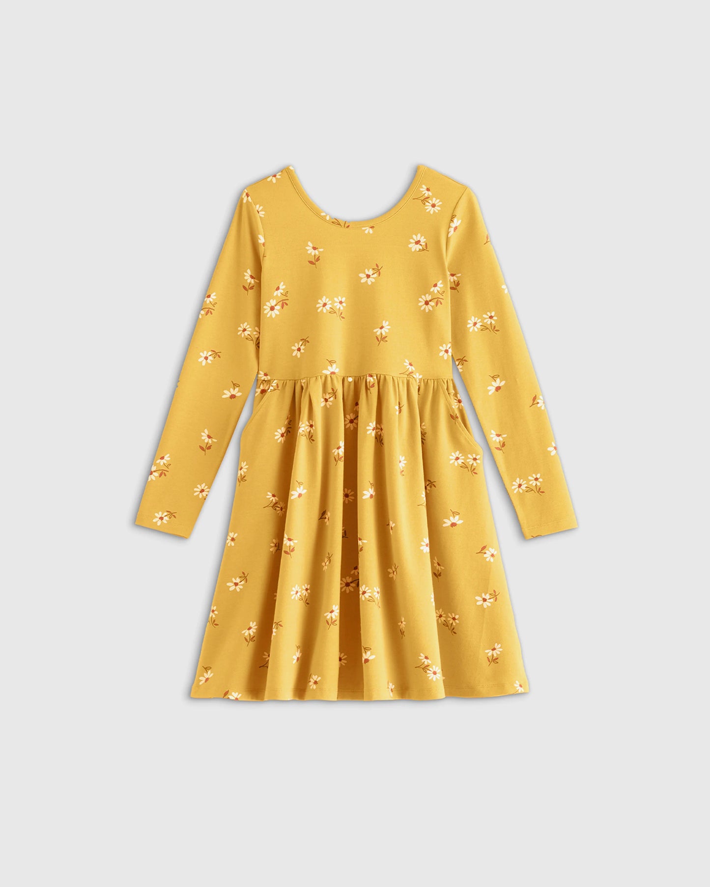 Organic Cotton Long Sleeve Skater Dress - 2T / Red Poppy Garden