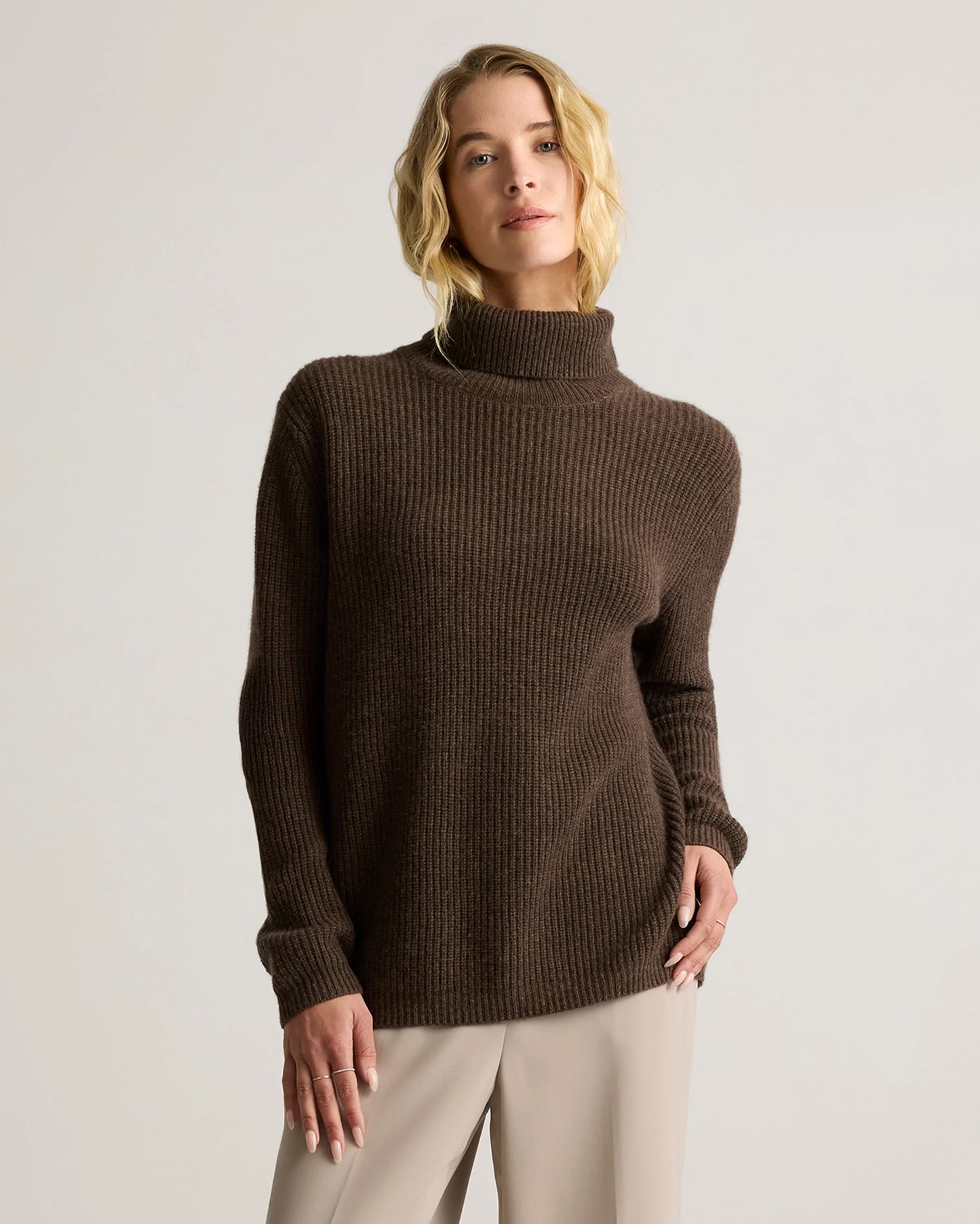 Mongolian Cashmere Fisherman Turtleneck Sweater - XS / Black