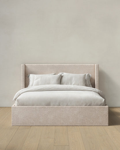Plush Boucle Wingback Bed - Full / Ivory