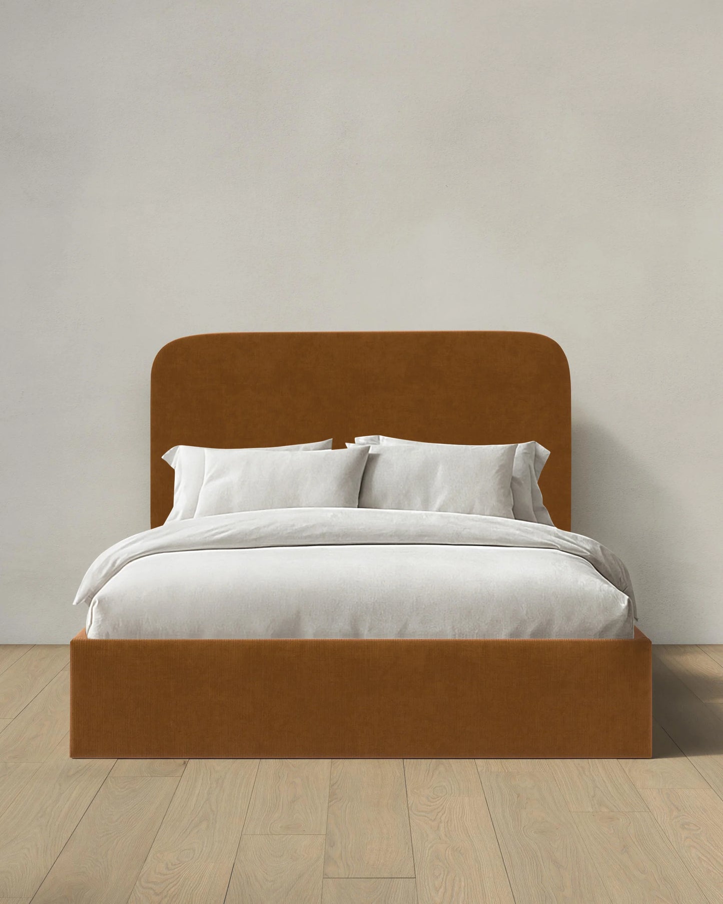 Curved Bed in Performance Velvet - Full / Walnut