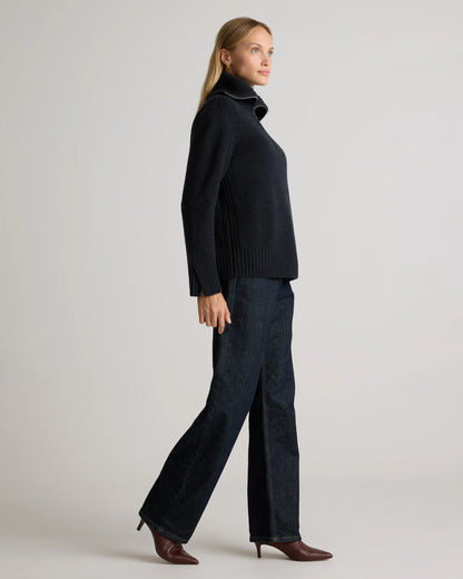 Luxe Baby Cashmere Quarter Zip Sweater - XS / Creamy Cortado