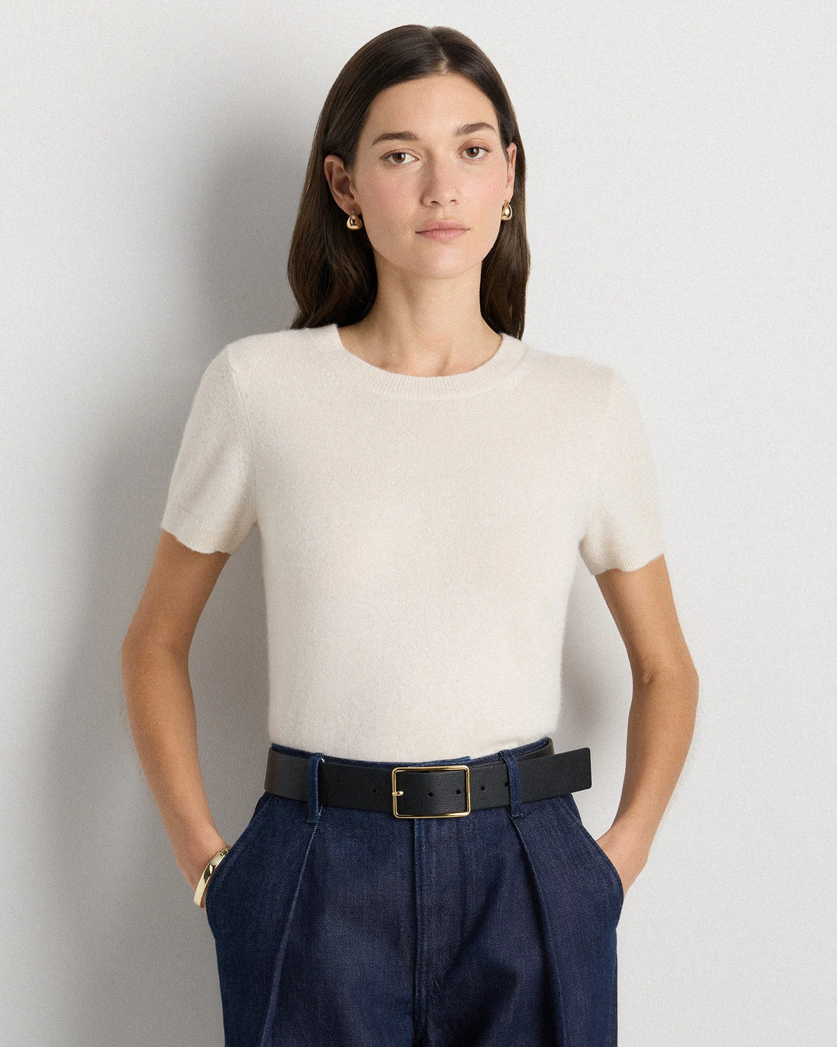Siena Rectangle European Leather Belt - XS / Black