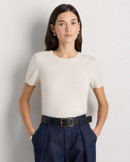 Siena Rectangle European Leather Belt - XS / Black