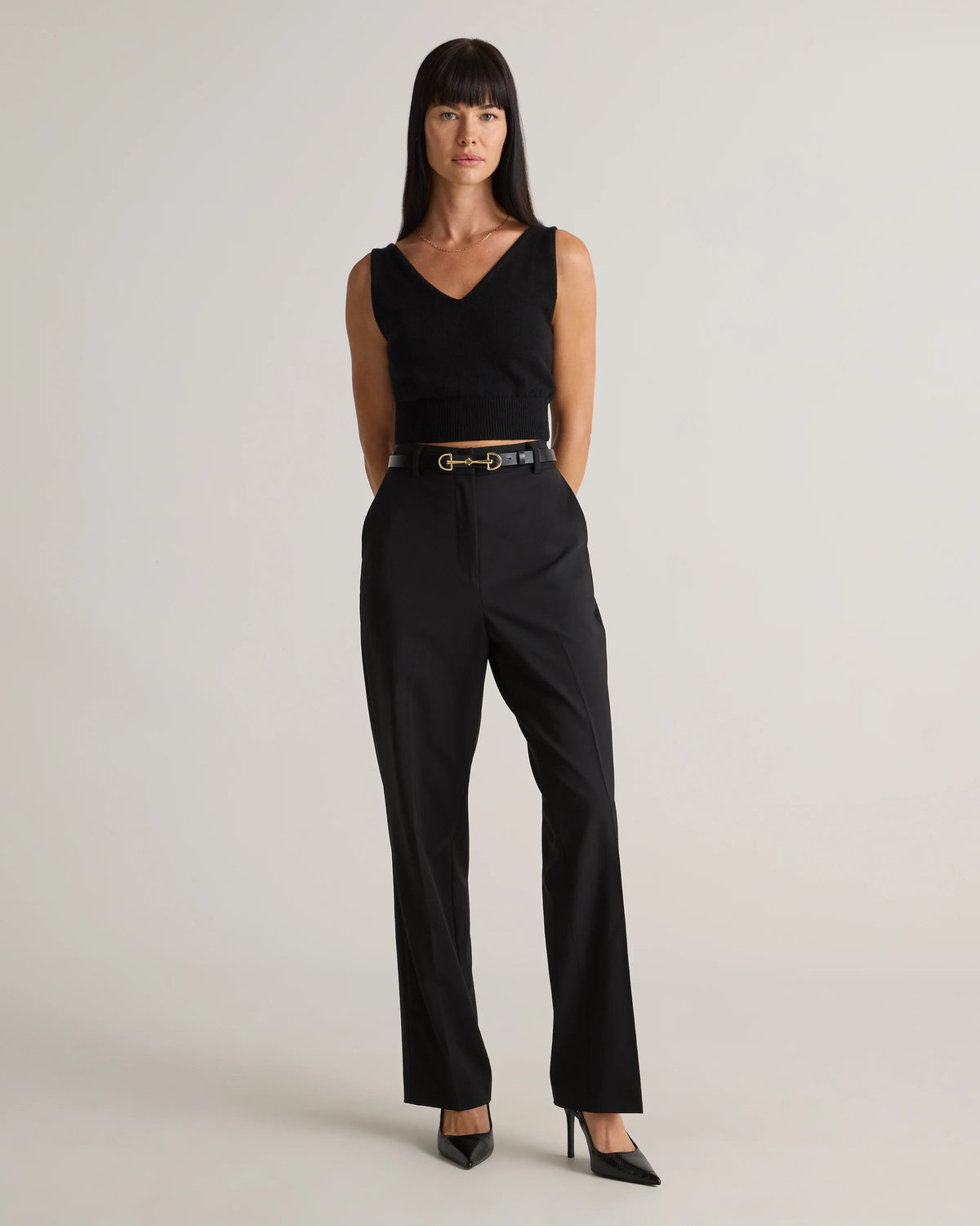 Italian Wool Straight Leg Pants - 0 / Black