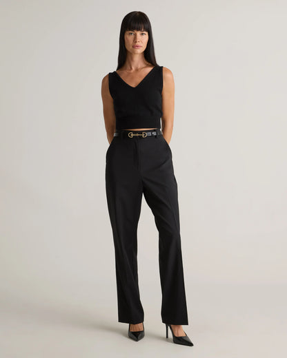 Italian Wool Straight Leg Pants - 0 / Black