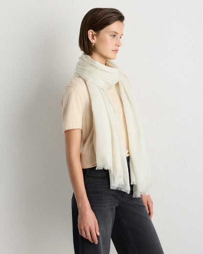 Crystal Embellished Featherweight Cashmere Silk Wrap - One Size / Ivory