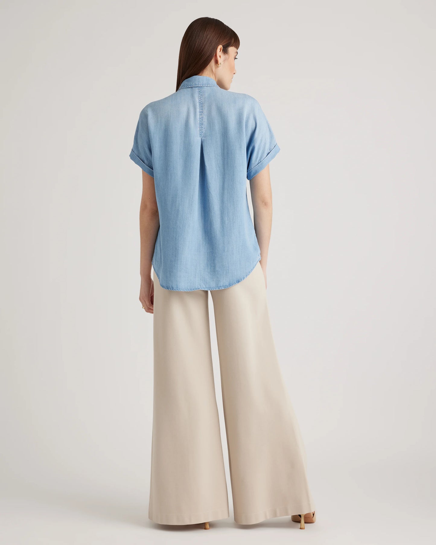 Chambray Tencel Short Sleeve Shirt - XS / Light Indigo