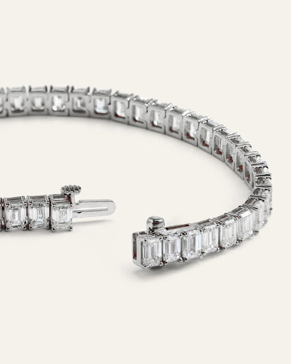 14K Gold Lab Grown Diamond North-South Emerald Tennis Bracelet - 15ctw - 6.5" / Yellow Gold