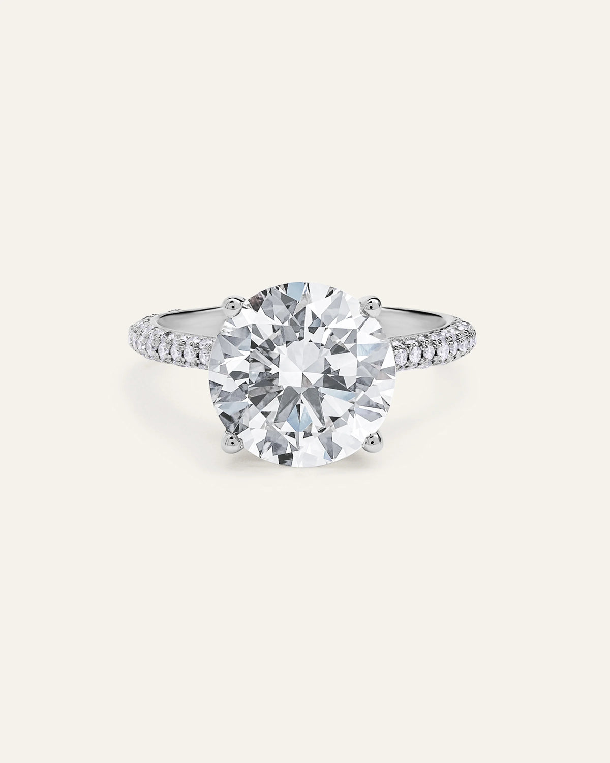 Lab Grown Diamond Round Pave Cathedral Engagement Ring - 5ct - 4 / Yellow Gold
