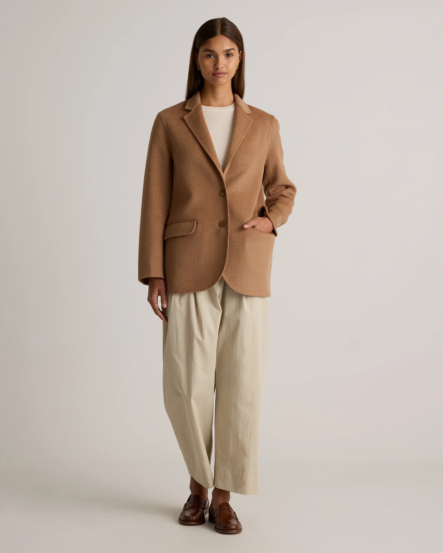 Double-Faced Merino Wool Soft Blazer - XS / Caramel