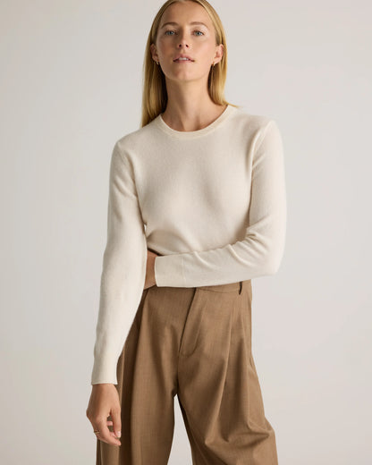 Mongolian Cashmere Crewneck Sweater - XS / Ivory
