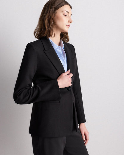 Ultra-Stretch Ponte Single-Breasted Blazer - XS / Espresso