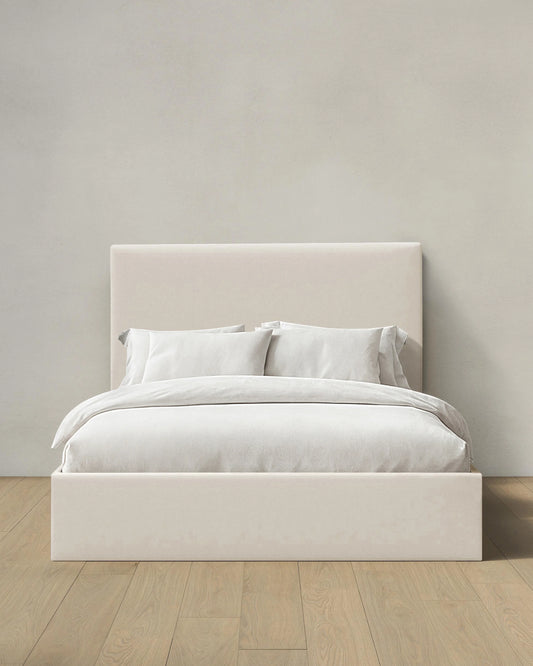 Square Bed in Performance Linen - Full / Ivory