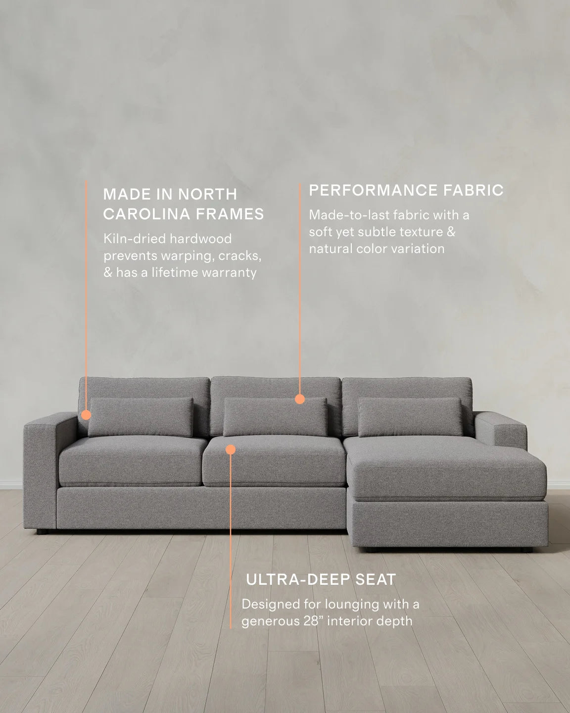 Ashford Deep Seat Chaise Sectional in Performance Basketweave - 119" Right Arm / Flax