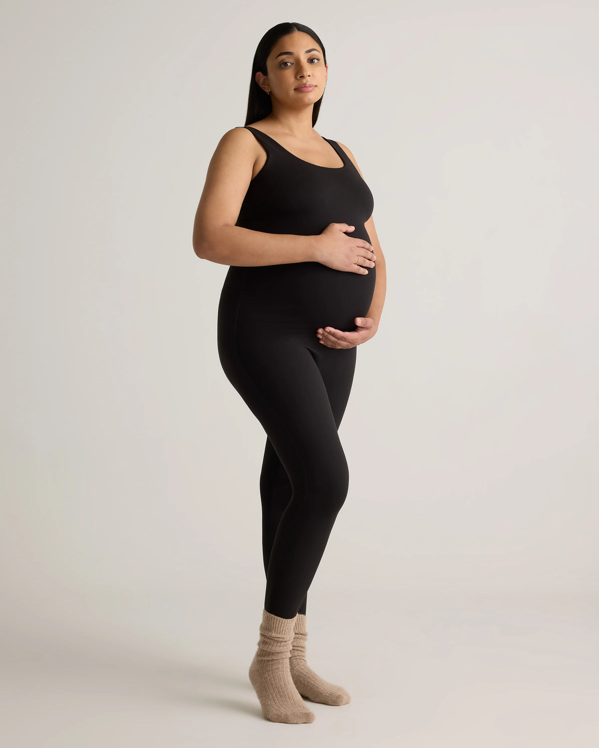 Recycled Knit Maternity Tank Unitard - XS / Black