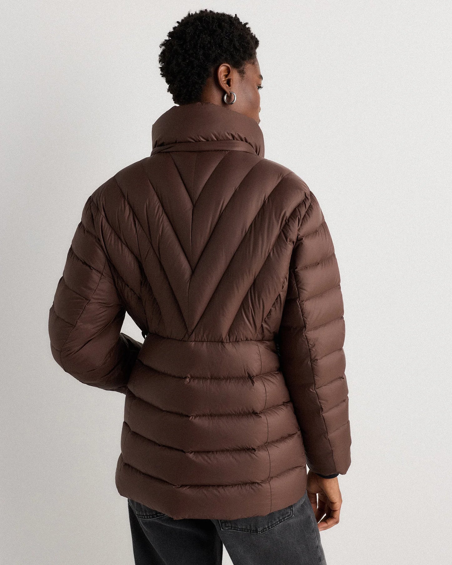 Responsible Down Belted Puffer Coat - XS / Hot Fudge
