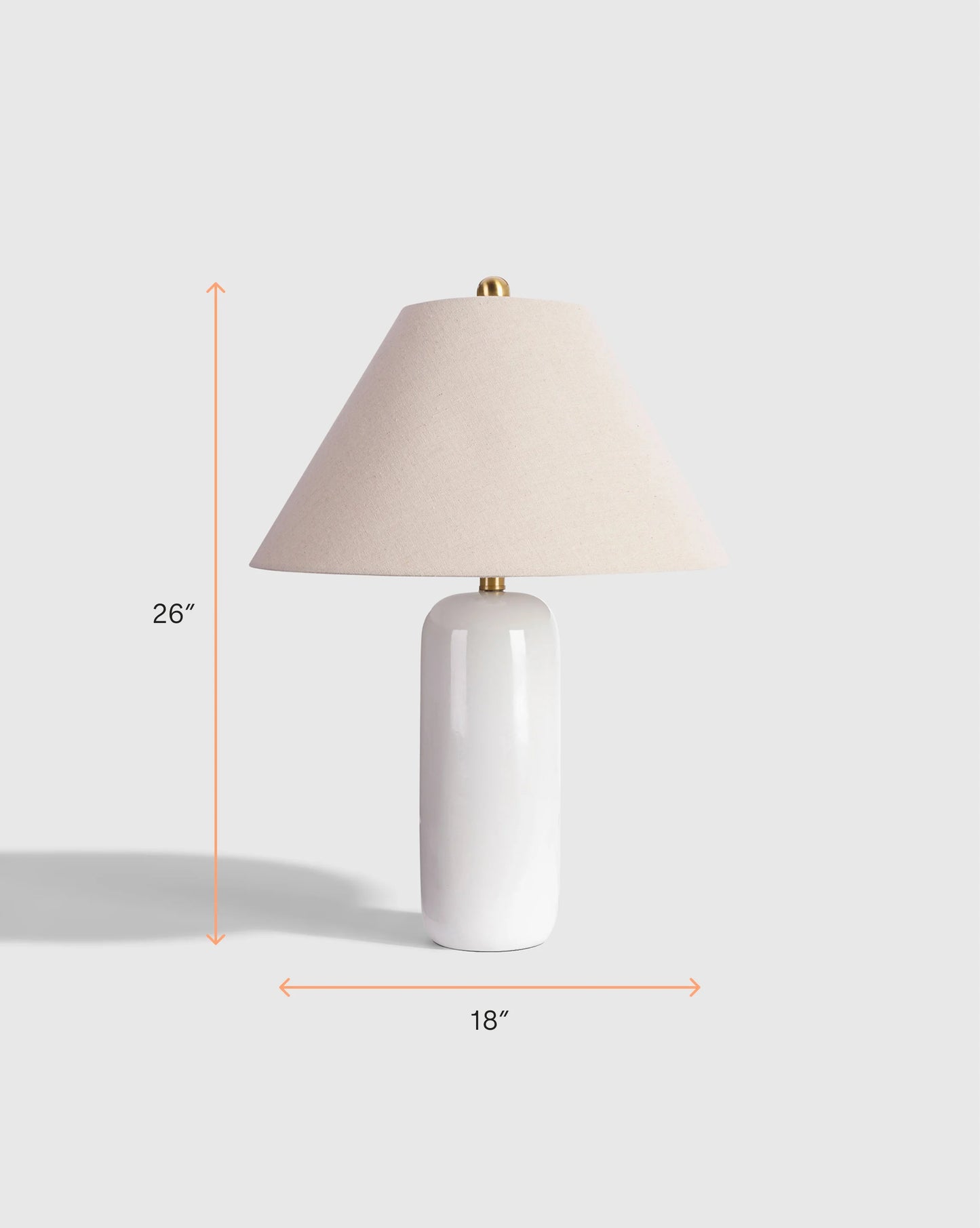 Glossy Cylindrical Ceramic Table Lamp - One Size / White