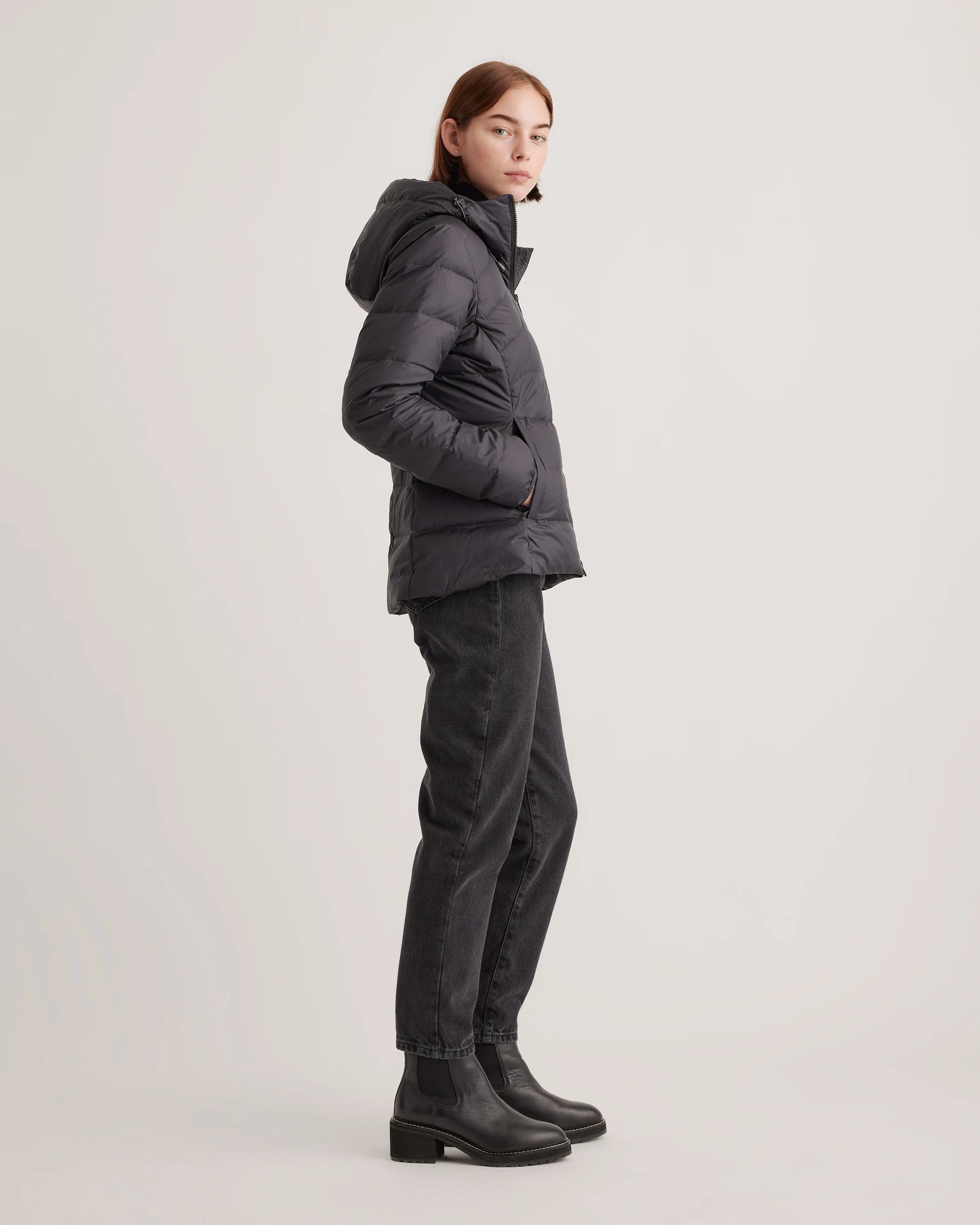 Lightweight Down Packable Puffer Hooded Jacket - XS / Navy