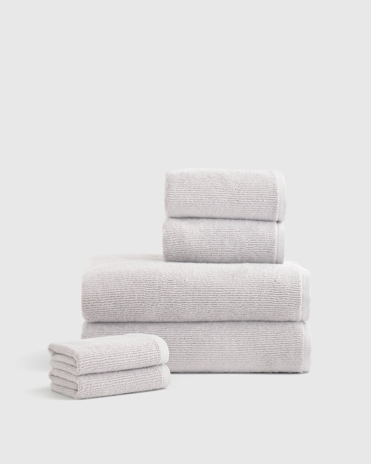 Turkish Ribbed Quick Dry Bath Towel Bundle - One Size / White