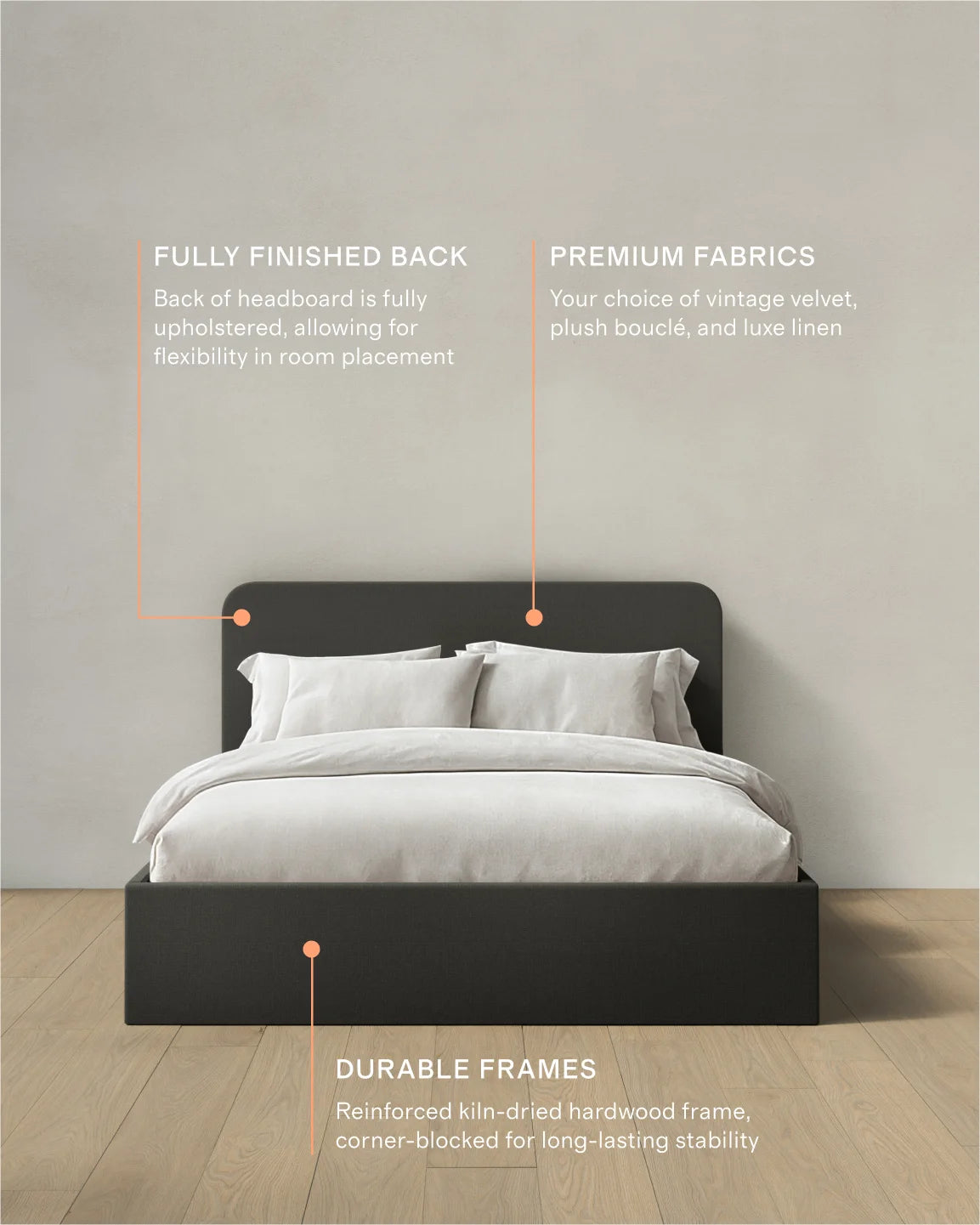 100% Linen Curved Bed - Full / Canvas