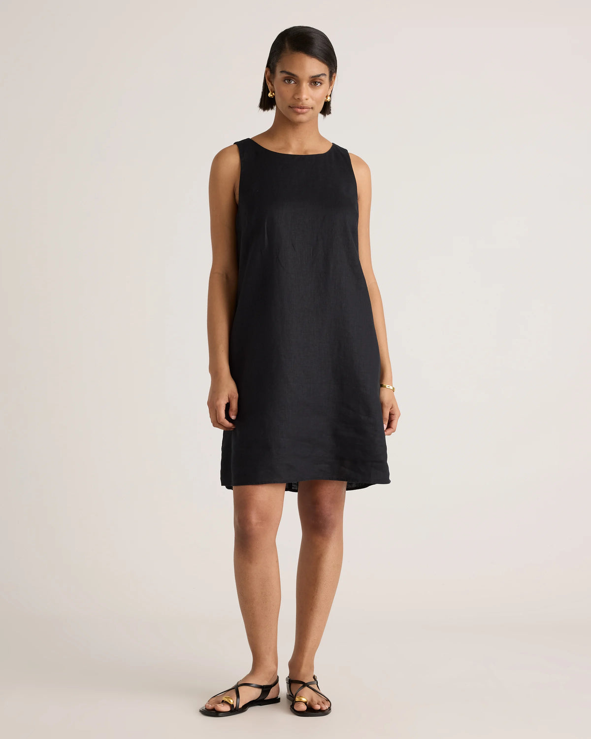100% European Linen Tank Mini Dress - XS / Martini Olive