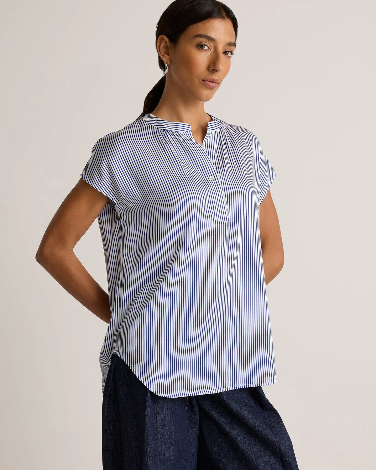 Washable Stretch Silk Dolman Sleeve Blouse - XS / Forest Green