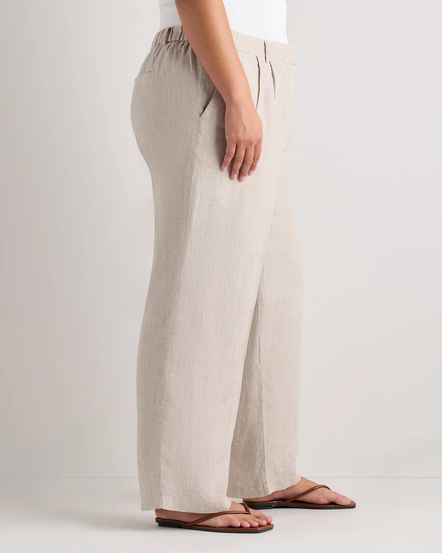 100% European Linen Pleated Trouser - 18 / French Blue