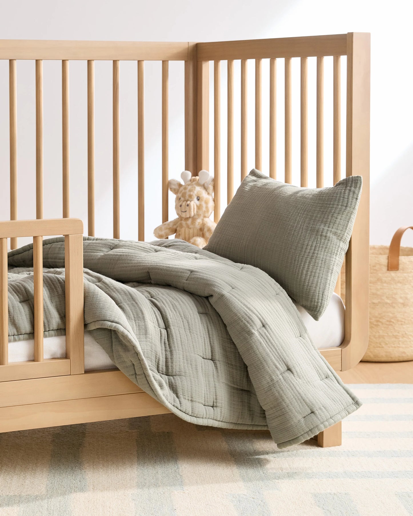 Organic Cotton Gauze Toddler Quilt & Sham Set - One Size / White