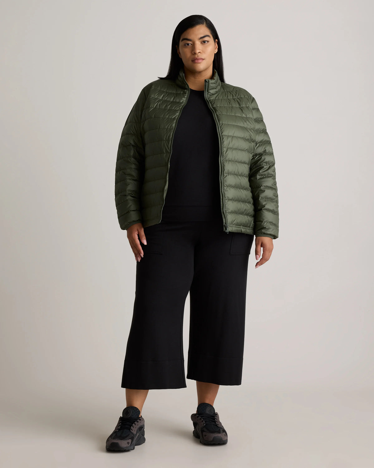 Lightweight Down Packable Puffer Jacket - 1X / Black