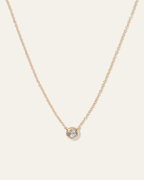 14K Gold Diamond Bezel Necklace - One Size / Yellow Gold