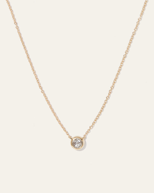 14K Gold Diamond Bezel Necklace - One Size / Yellow Gold