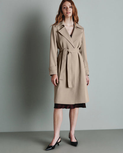 Stretch Crepe Trench Coat - XS / Olive