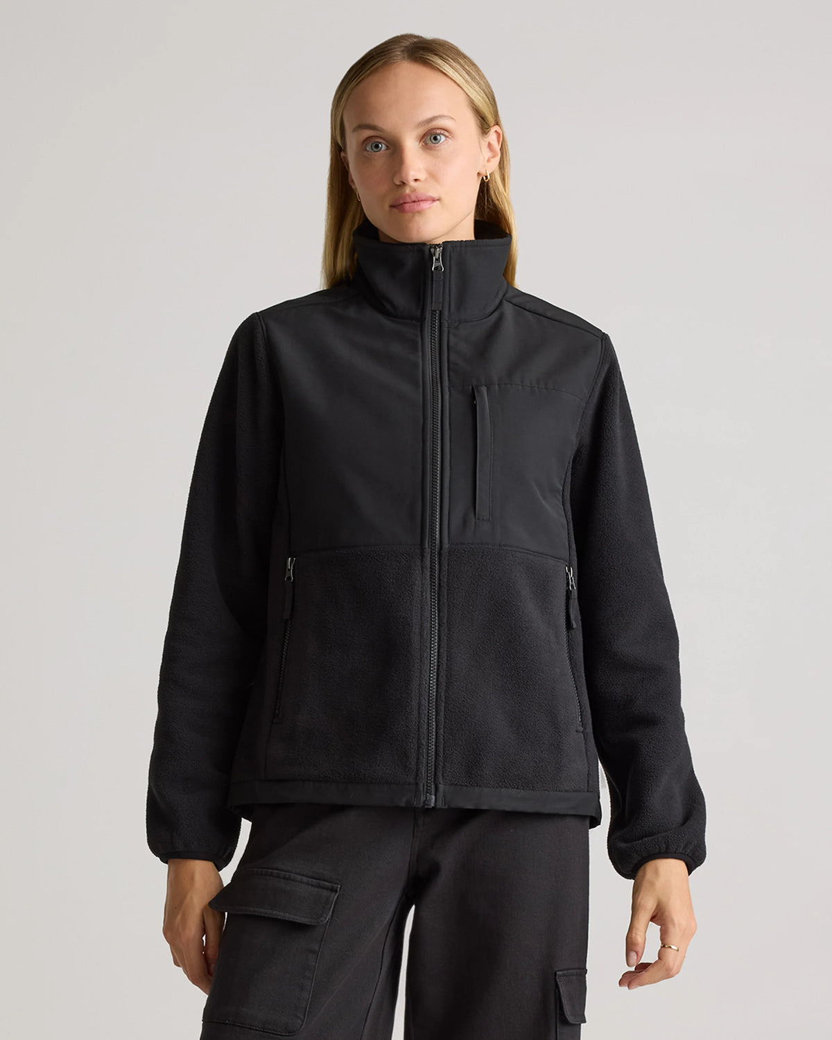 Polar Fleece Full-Zip Jacket - XS / Gravel/Bold Black