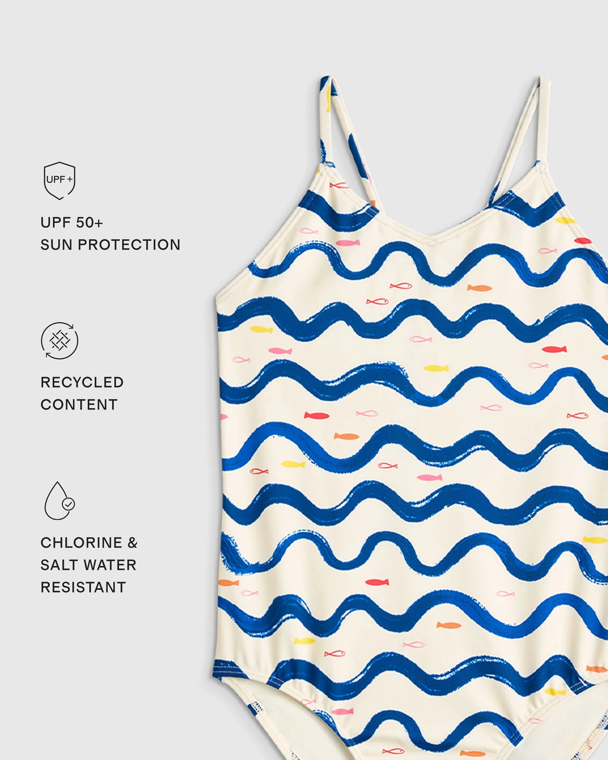 One-Piece Swimsuit - 2T / Wavy Fish