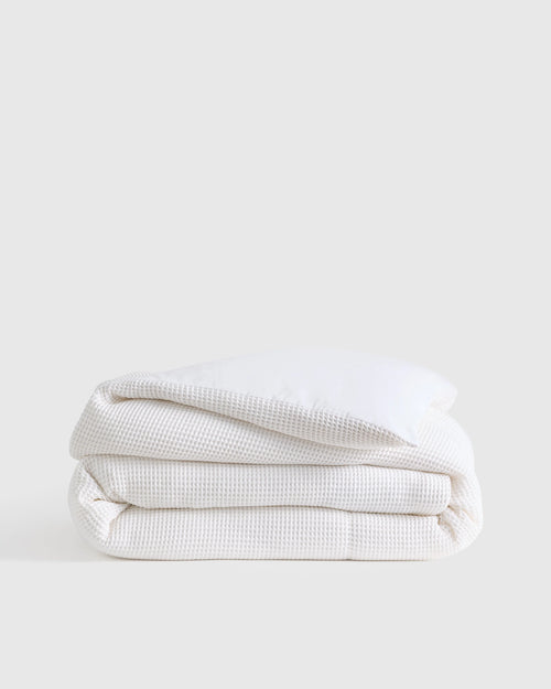 Organic Waffle Duvet Cover - Twin / White