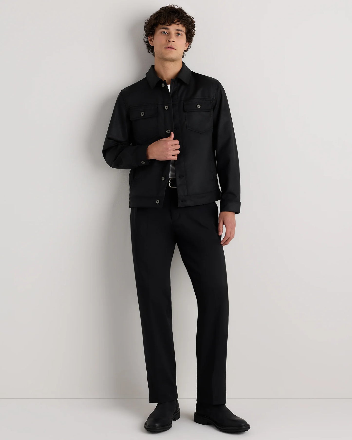 Organic Waxed Canvas Trucker Jacket - S / Black