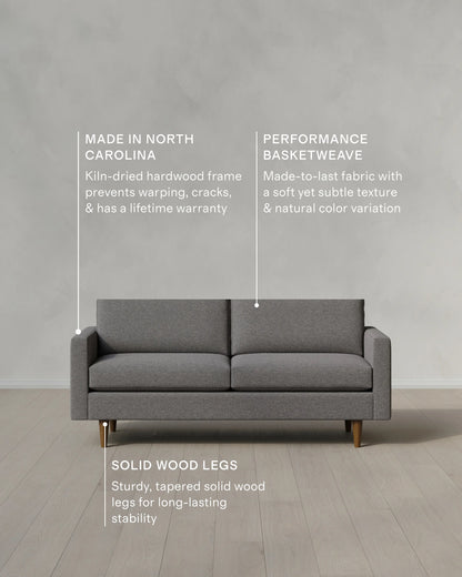 Atlas Midcentury Sofa in Performance Basketweave - 6ft / Navy